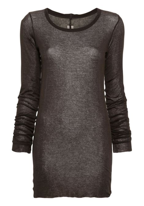 Top semi-trasparente a maniche lunghe in grigio Rick Owens - donna